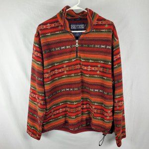 Vintage Lands' End Southwest Print Fleece Pullover Jacket Medium